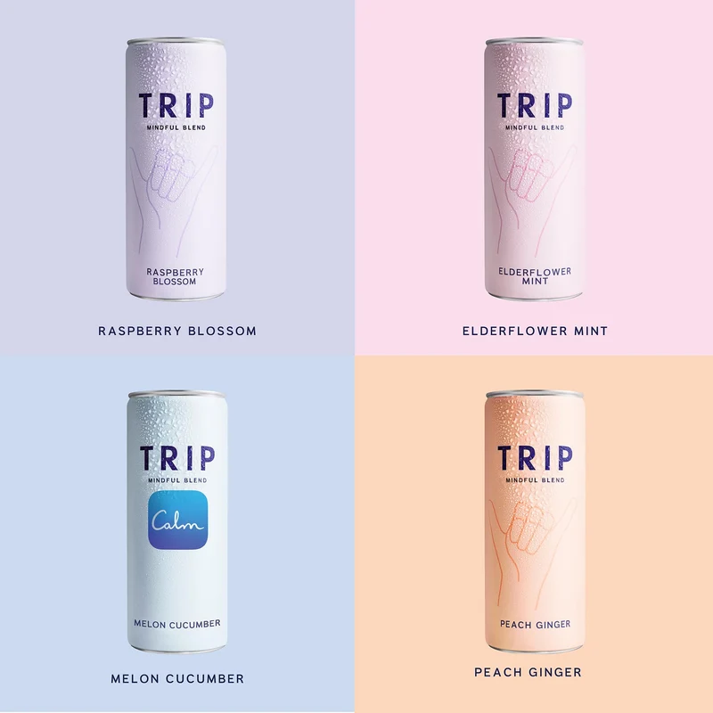 TRIP Mindful Blend, Lightly Sparkling Adaptogen Seltzer, Non-Alcoholic Mocktail with Magnesium, Ashwagandha, Lions Mane & L Theanine, No Added Sugar, Vegan, Original Variety Pack, 12 Oz, 12Pk