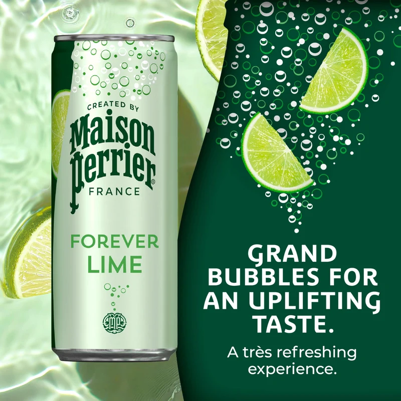 Maison Perrier Forever Lime Flavored Sparkling Water, 11.15 Fl Oz Cans, 8 Count, 3 Pack