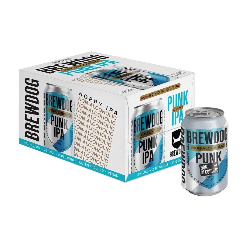 BrewDog 24-Pack of Punk AF | Non-Alcoholic, Robust IPA | 20 Calories, 2.3g Carbs Per Serving | 12oz Cans
