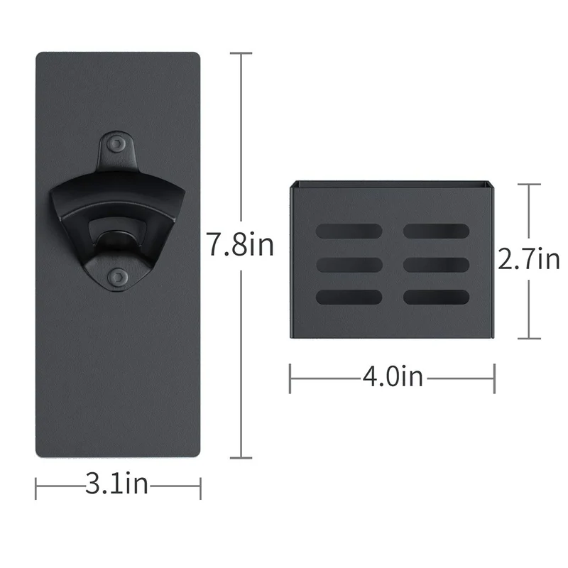 weallbuy Magnetic Bottle Opener with Cap Catcher,Removable Wall Mounted Beer Bottle Opener for Kitchen Fridge,Beer Gifts for Men (black)