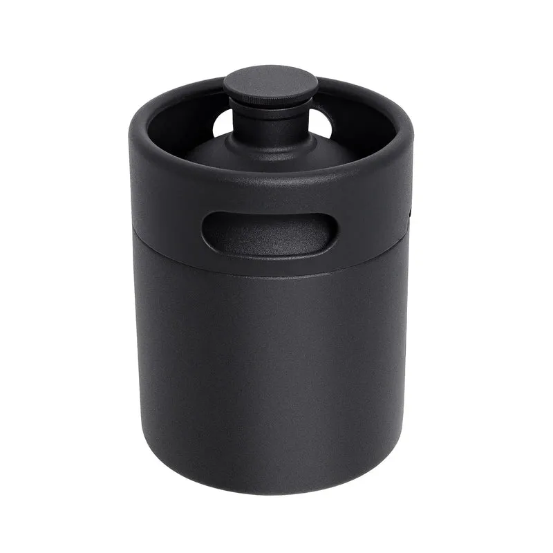 Mini Keg Growler, 64 OZ 304 Stainless Steel Mini Beer Keg with Seal knob Cover, Pressurized Growler with No Scratch Matte Black Powder Coated for Home kitchen Brewing Beer(2L)
