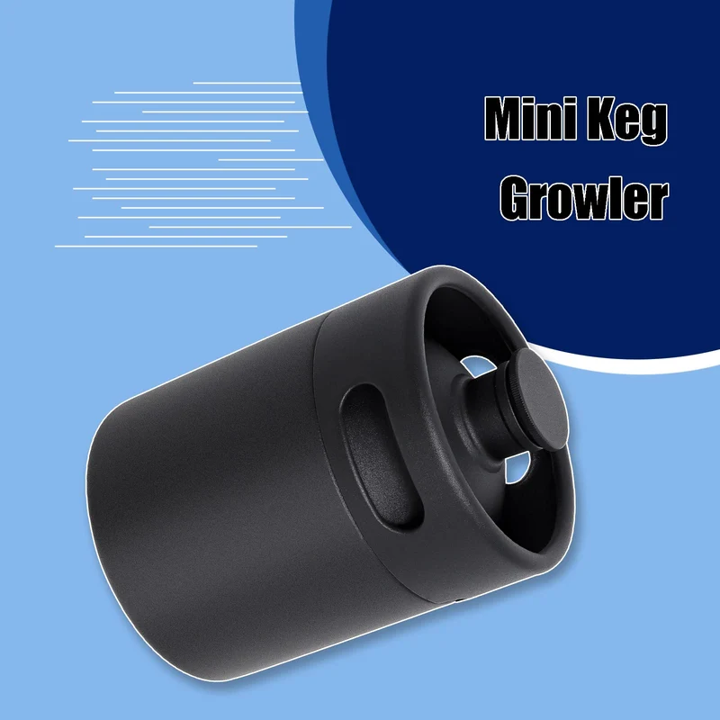 Mini Keg Growler, 64 OZ 304 Stainless Steel Mini Beer Keg with Seal knob Cover, Pressurized Growler with No Scratch Matte Black Powder Coated for Home kitchen Brewing Beer(2L)