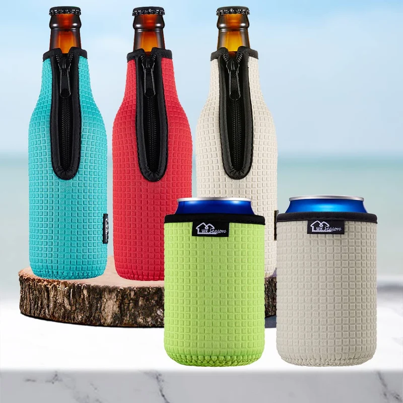 WK ieason 12oz Standard Can Sleeves Insulators Sleeves 12OZ Beer Bottle Jacket Sleeves Coolers Holder Non-slip Neoprene(Black)