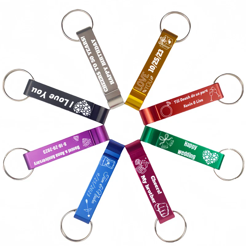 100pcs Personalized Bottle Opener - Custom Bottle Opener Keychain for Wedding, Anniversary, party,Support for Customized Logos.