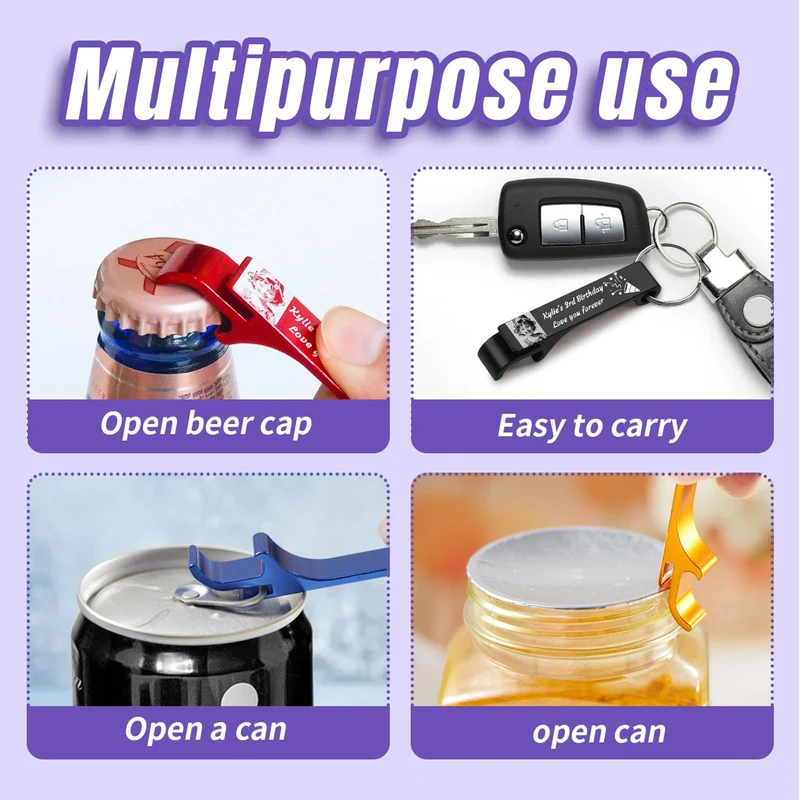 100pcs Personalized Bottle Opener - Custom Bottle Opener Keychain for Wedding, Anniversary, party,Support for Customized Logos.