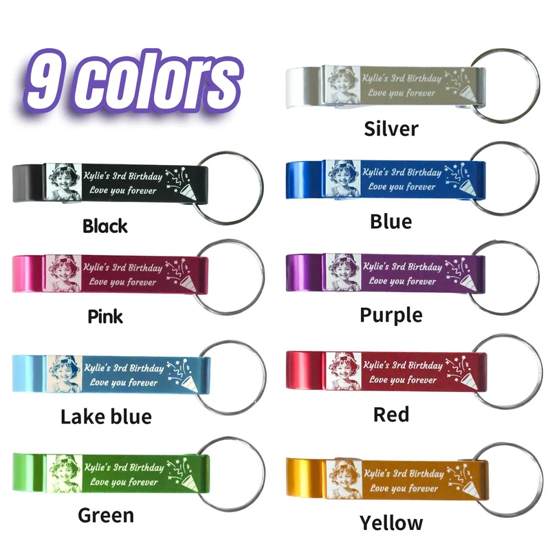 100pcs Personalized Bottle Opener - Custom Bottle Opener Keychain for Wedding, Anniversary, party,Support for Customized Logos.
