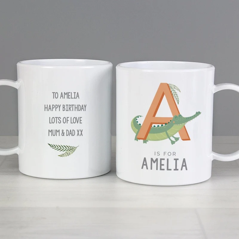 Personalised Animal Alphabet Plastic Mug