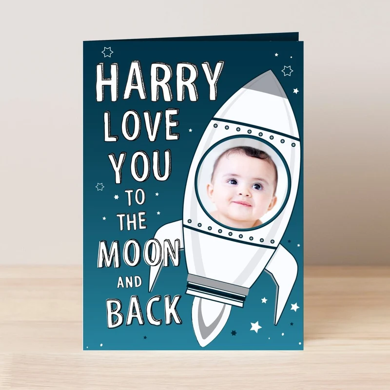 Personalised Moon & Back Photo Upload Card