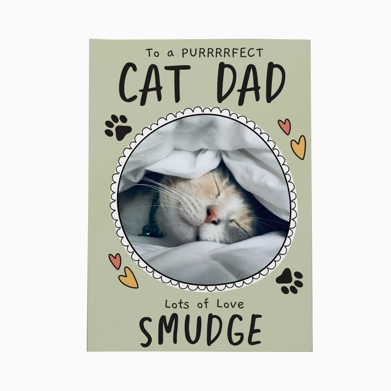 Personalised From The Cat Photo Upload Card