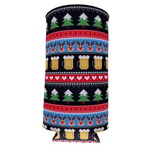 Reindeer and Beer Christmas Slim Can Coolie (1)