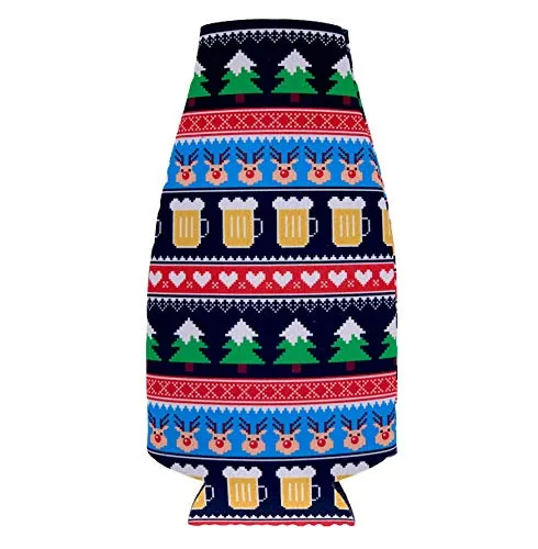 Reindeer and Beers Christmas Pattern Beer Bottle Coolie (1)