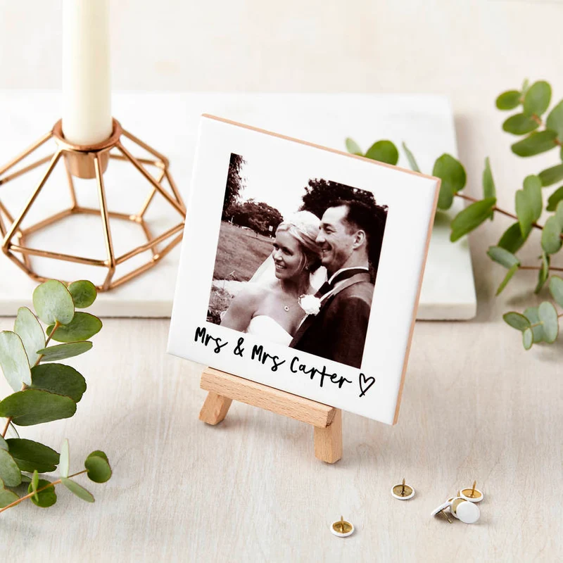 Personalised Personalised Ceramic Wedding Photo and Mini Easel