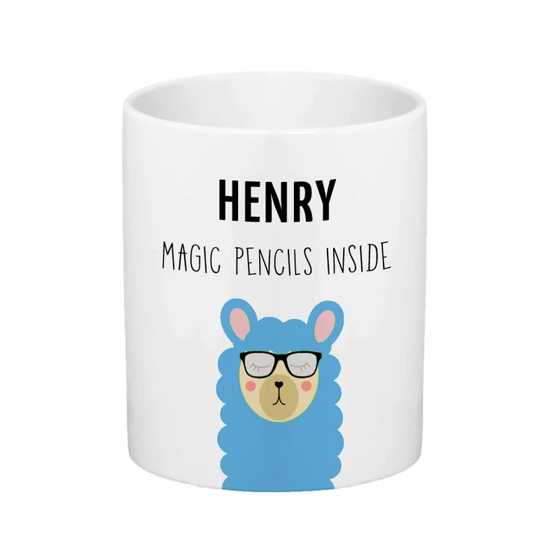 Personalised Personalised Ceramic Kids Pencil Pot - Llama Icon