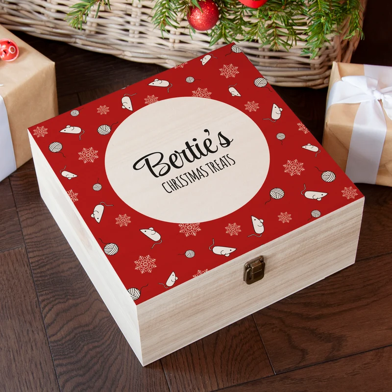 Personalised Personalised Cat Treats Christmas Box
