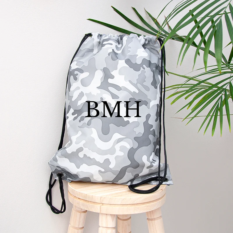 Personalised Camo Drawstring Bag