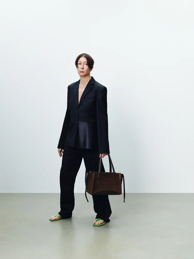 WOMENS TAILORED JACKET WITH WRAP DRAPE IN BLACK