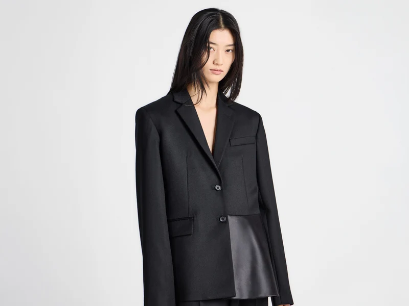 WOMENS TAILORED JACKET WITH WRAP DRAPE IN BLACK