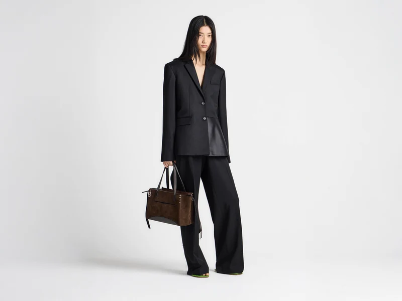 WOMENS TAILORED JACKET WITH WRAP DRAPE IN BLACK