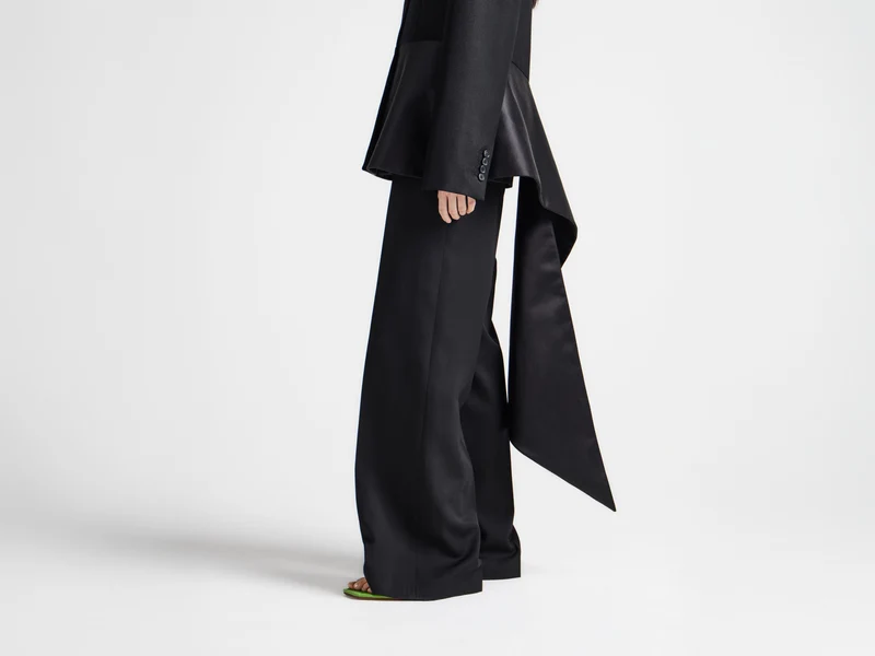 WOMENS TAILORED JACKET WITH WRAP DRAPE IN BLACK