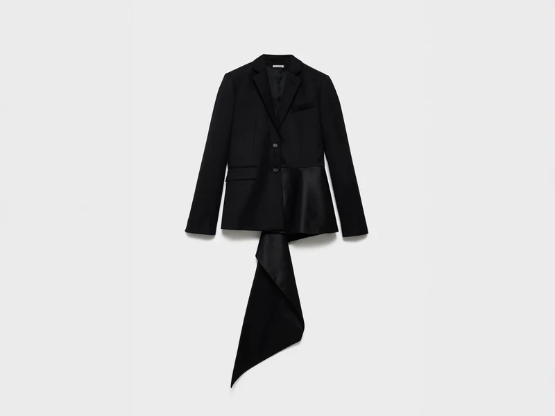 WOMENS TAILORED JACKET WITH WRAP DRAPE IN BLACK
