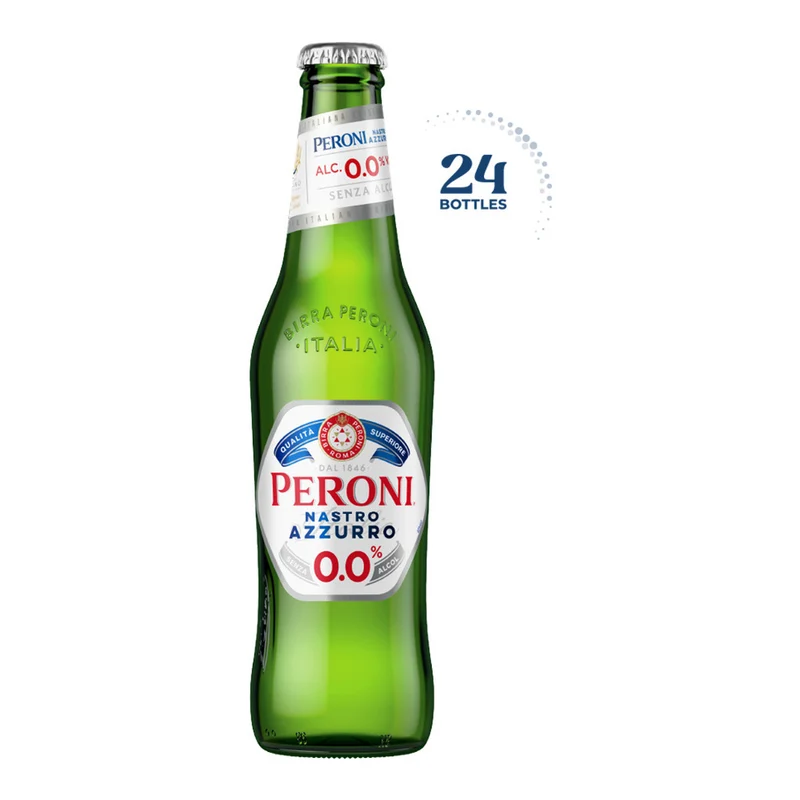 Peroni Nastro Azzurro 0.0% Non-Alcoholic Beer, Italy - 24 X 330ML