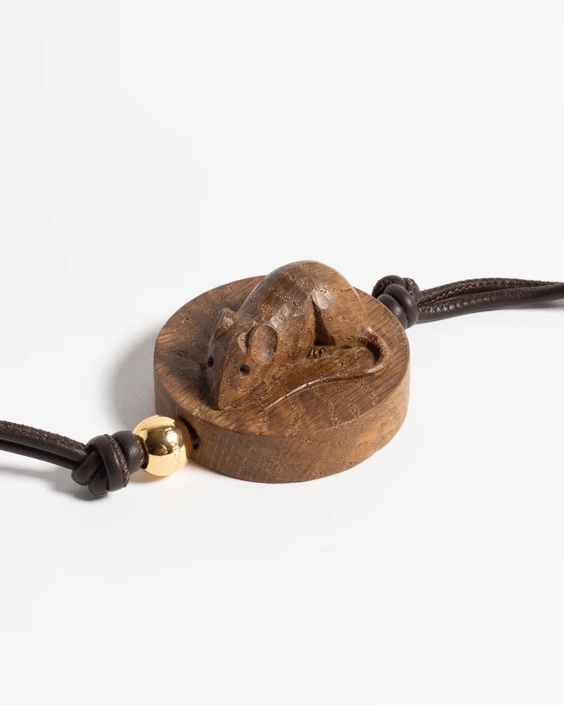 JW ANDERSON X MOUSEMAN WOODEN NECKLACE IN BROWN