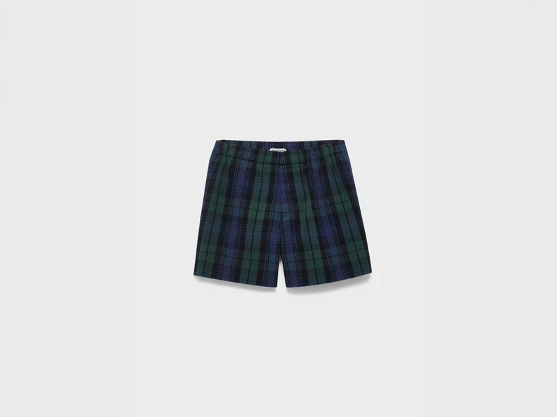 WOMENS CHECKERED SHORTS IN NAVY & GREEN
