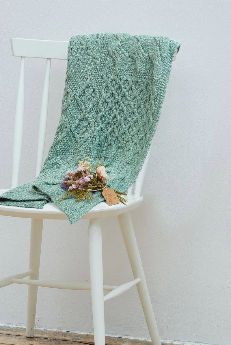Glora Aran Patchwork Cot Throw - Teal