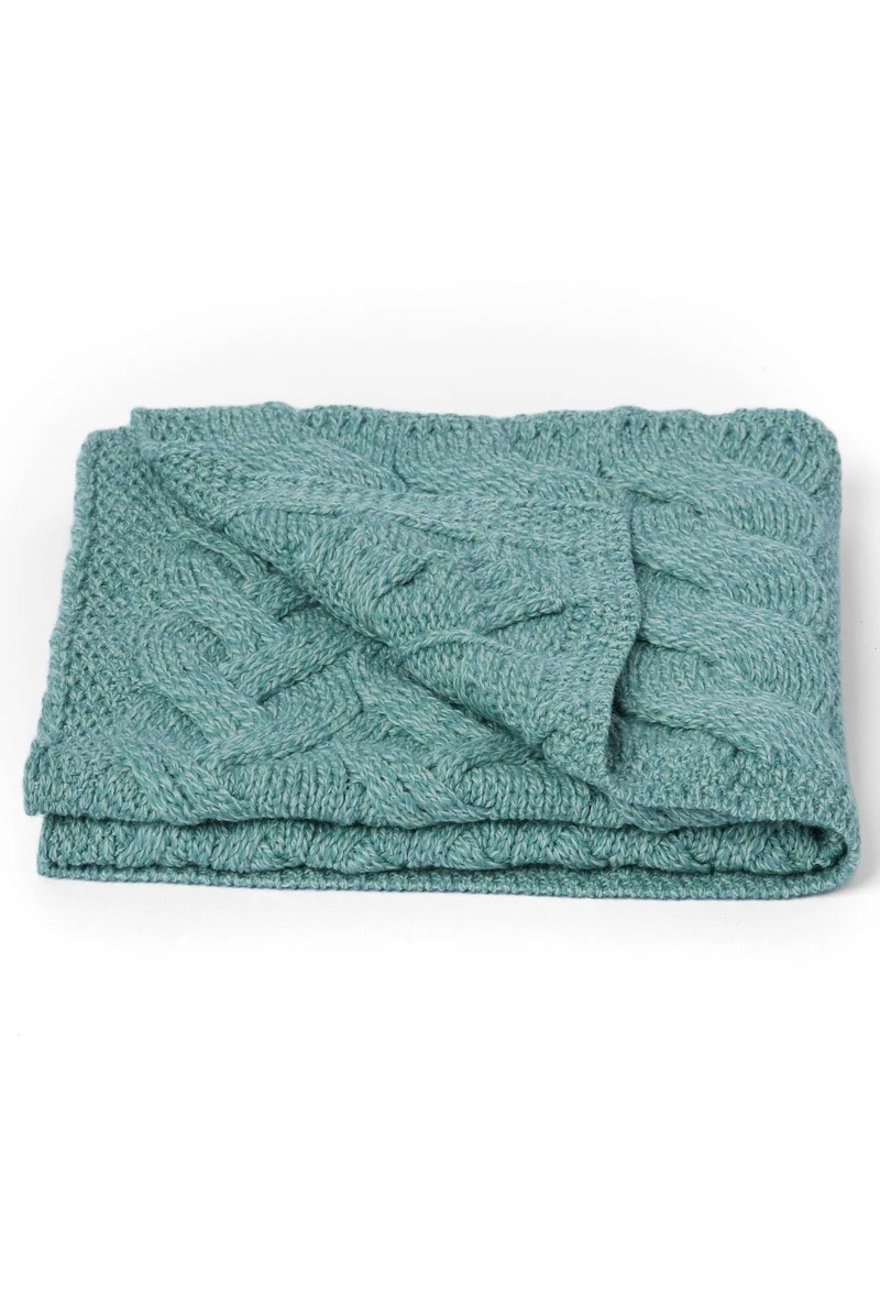 Glora Aran Patchwork Cot Throw - Teal