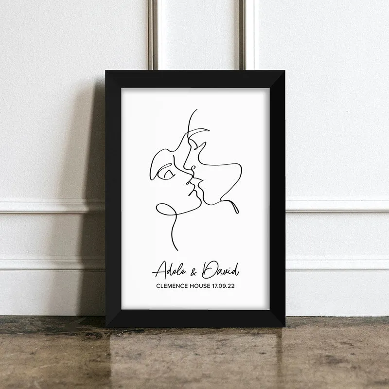 Personalised Personalised Romantic Line Art Loving Couple Print