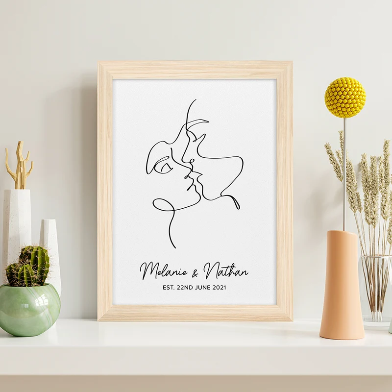 Personalised Personalised Romantic Line Art Loving Couple Print