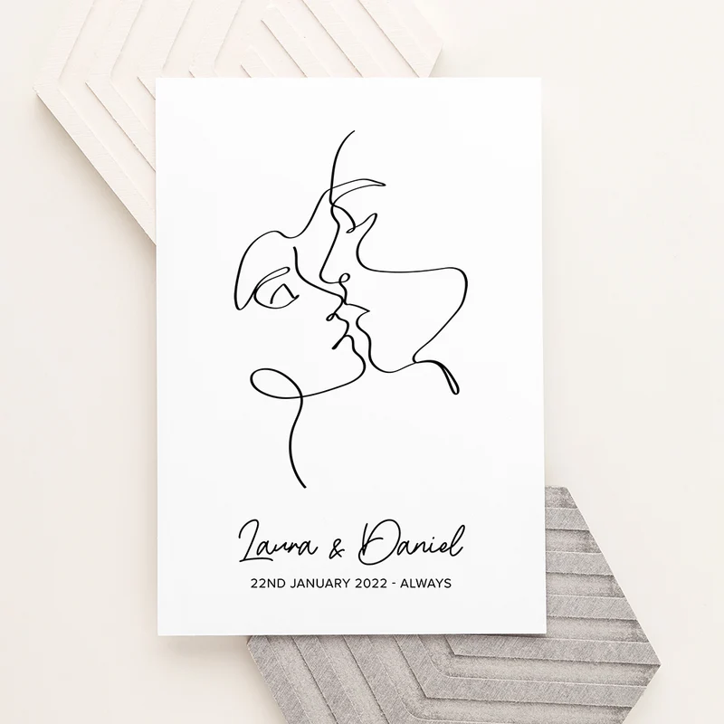 Personalised Personalised Romantic Line Art Loving Couple Print