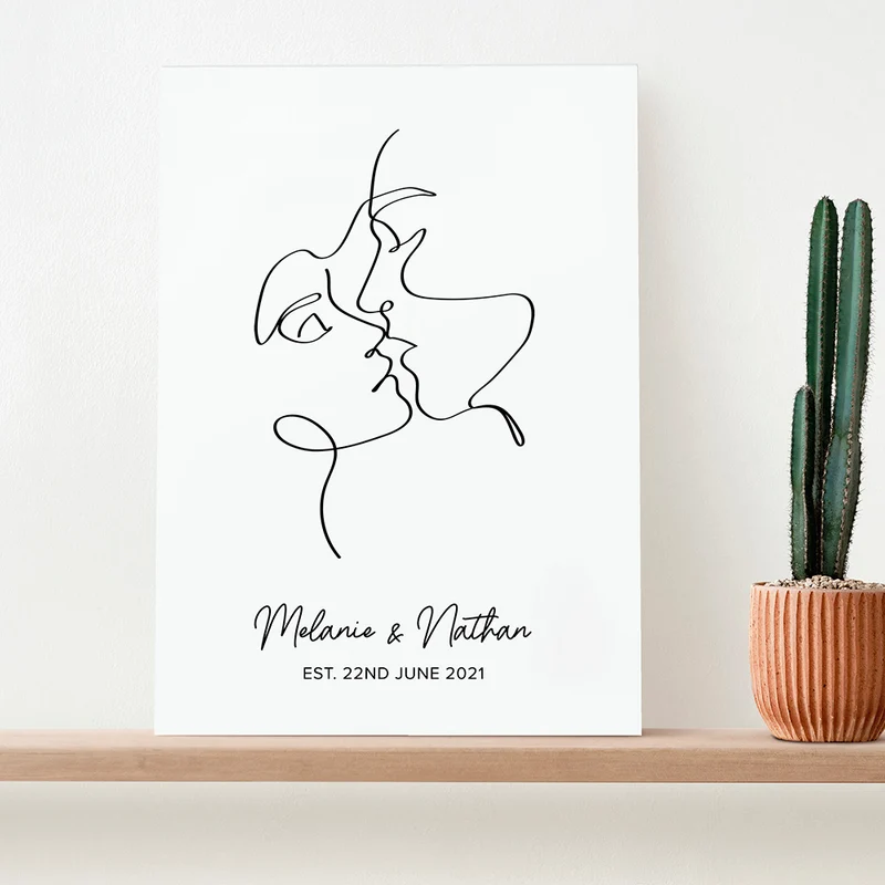 Personalised Personalised Romantic Line Art Loving Couple Print
