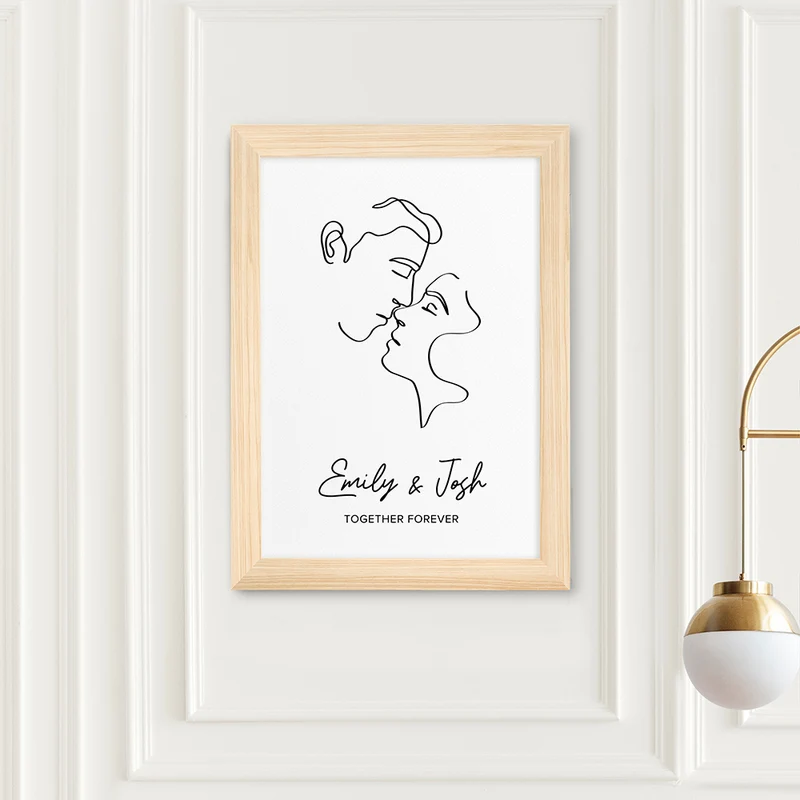 Personalised Personalised Romantic Line Art Kissing Couple Print