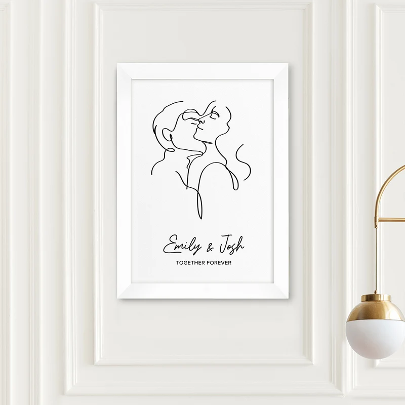 Personalised Personalised Romantic Line Art Embracing Couple Print
