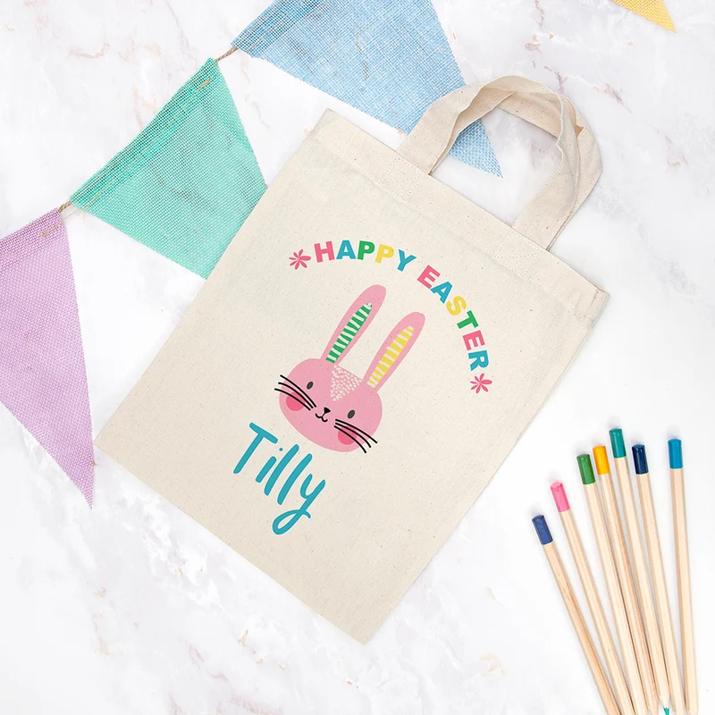 Personalised Personalised Rabbit Natural Easter Egg Hunt Bag