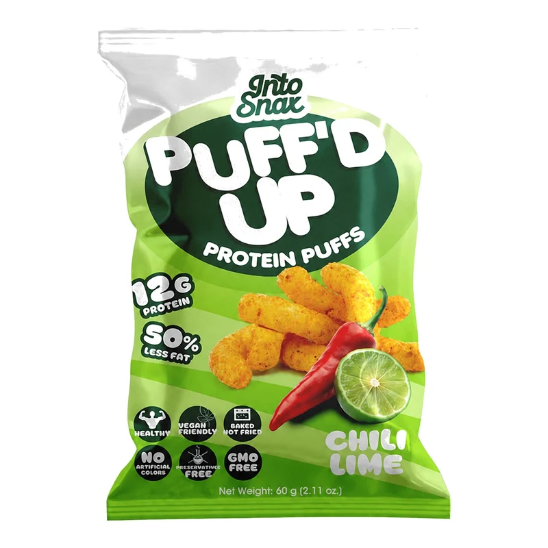 IntoSnax Puff'd Up Protein Chips Chilli Lime - 20 X 60G