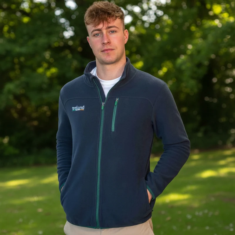 Men’s Irish Retro Zip Up Hoodie, Navy