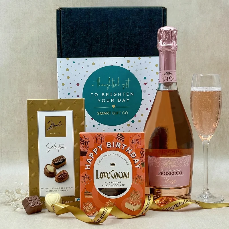 Birthday Rose Prosecco & Chocolates Gift Box