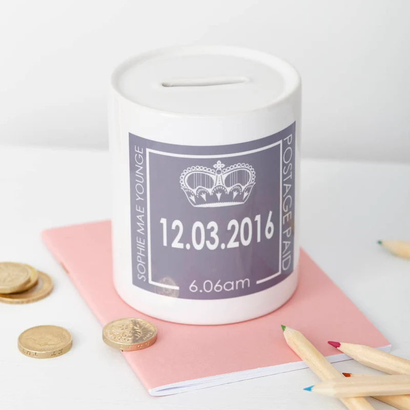 Personalised Personalised New Baby Keepsake Money Box