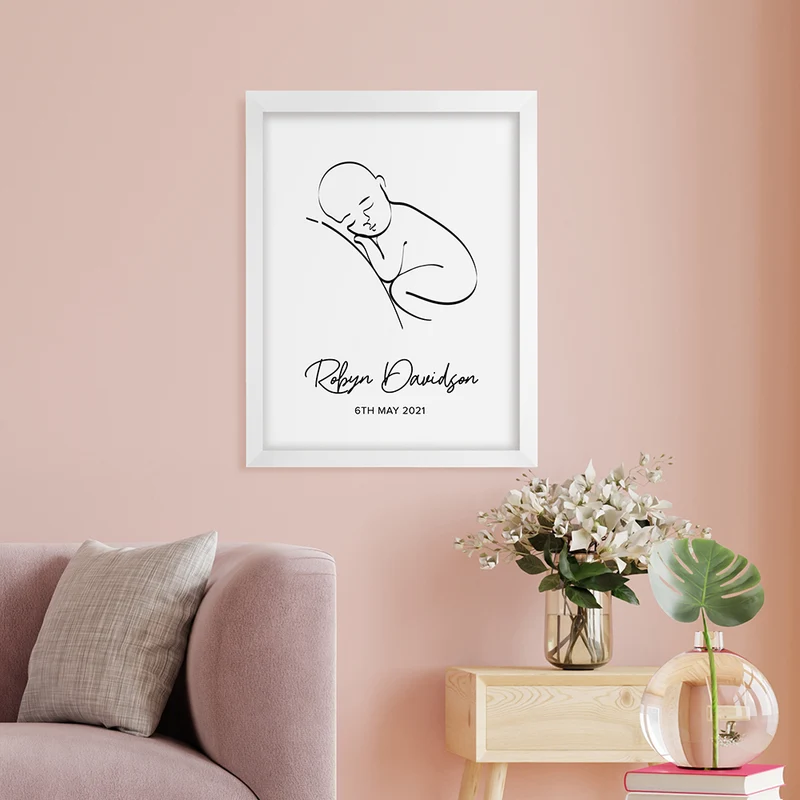 Personalised Personalised Line Art Resting Baby Print