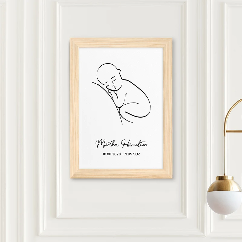 Personalised Personalised Line Art Resting Baby Print