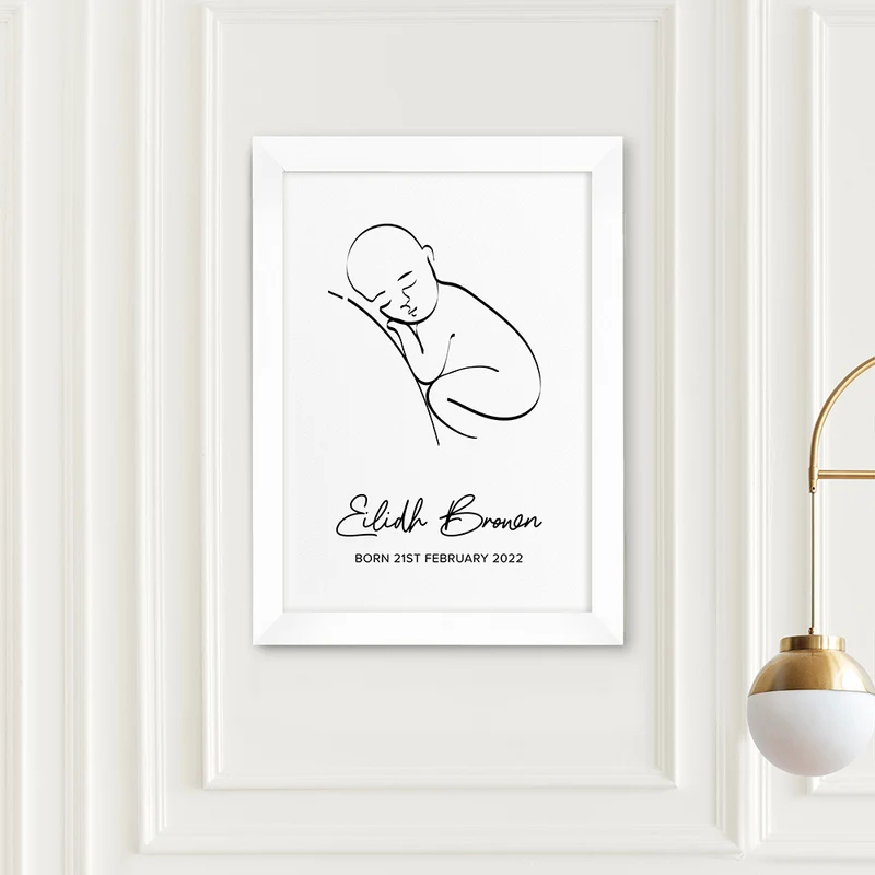 Personalised Personalised Line Art Resting Baby Print