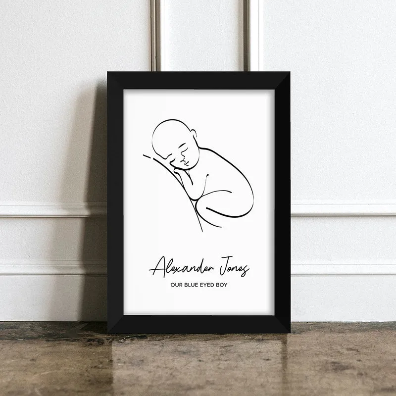 Personalised Personalised Line Art Resting Baby Print