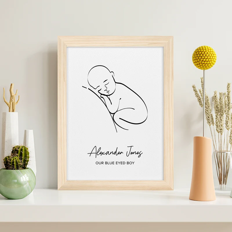 Personalised Personalised Line Art Resting Baby Print