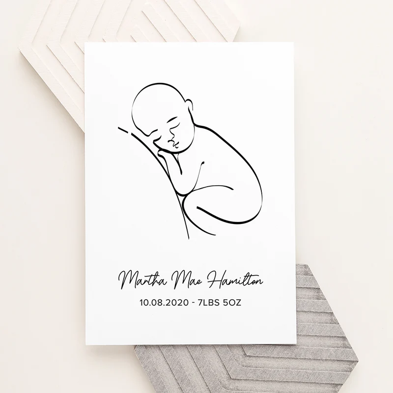 Personalised Personalised Line Art Resting Baby Print