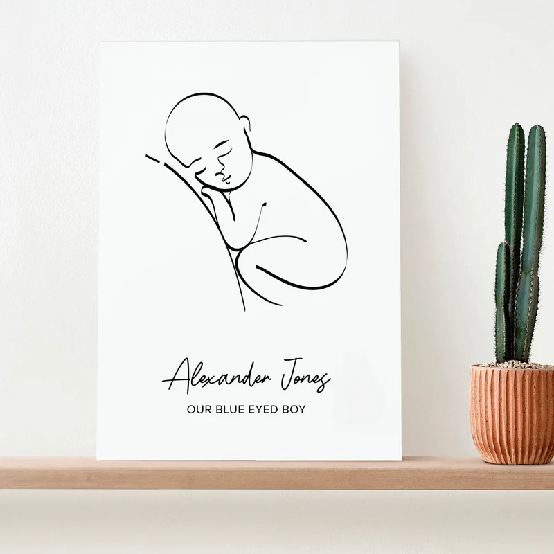 Personalised Personalised Line Art Resting Baby Print
