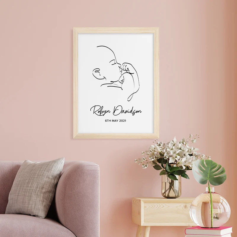 Personalised Personalised Line Art Relaxed Baby Print