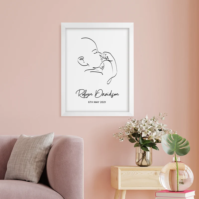 Personalised Personalised Line Art Relaxed Baby Print