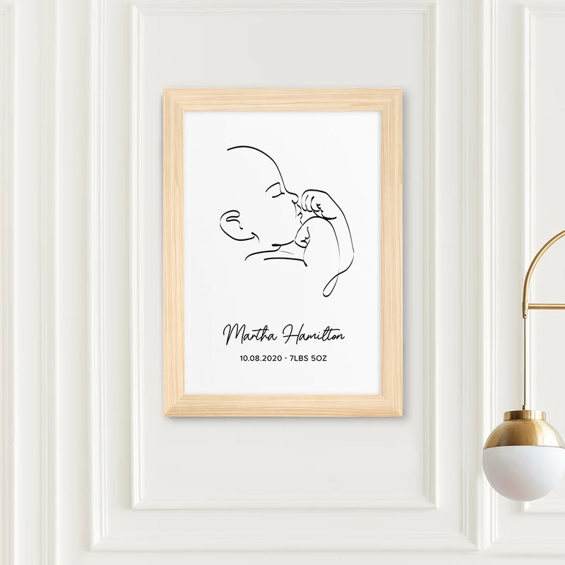 Personalised Personalised Line Art Relaxed Baby Print